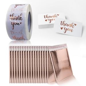 610 pieces Rose gold Thank You Card and Sticker set